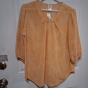Elegant Mustard Patterned Blouse